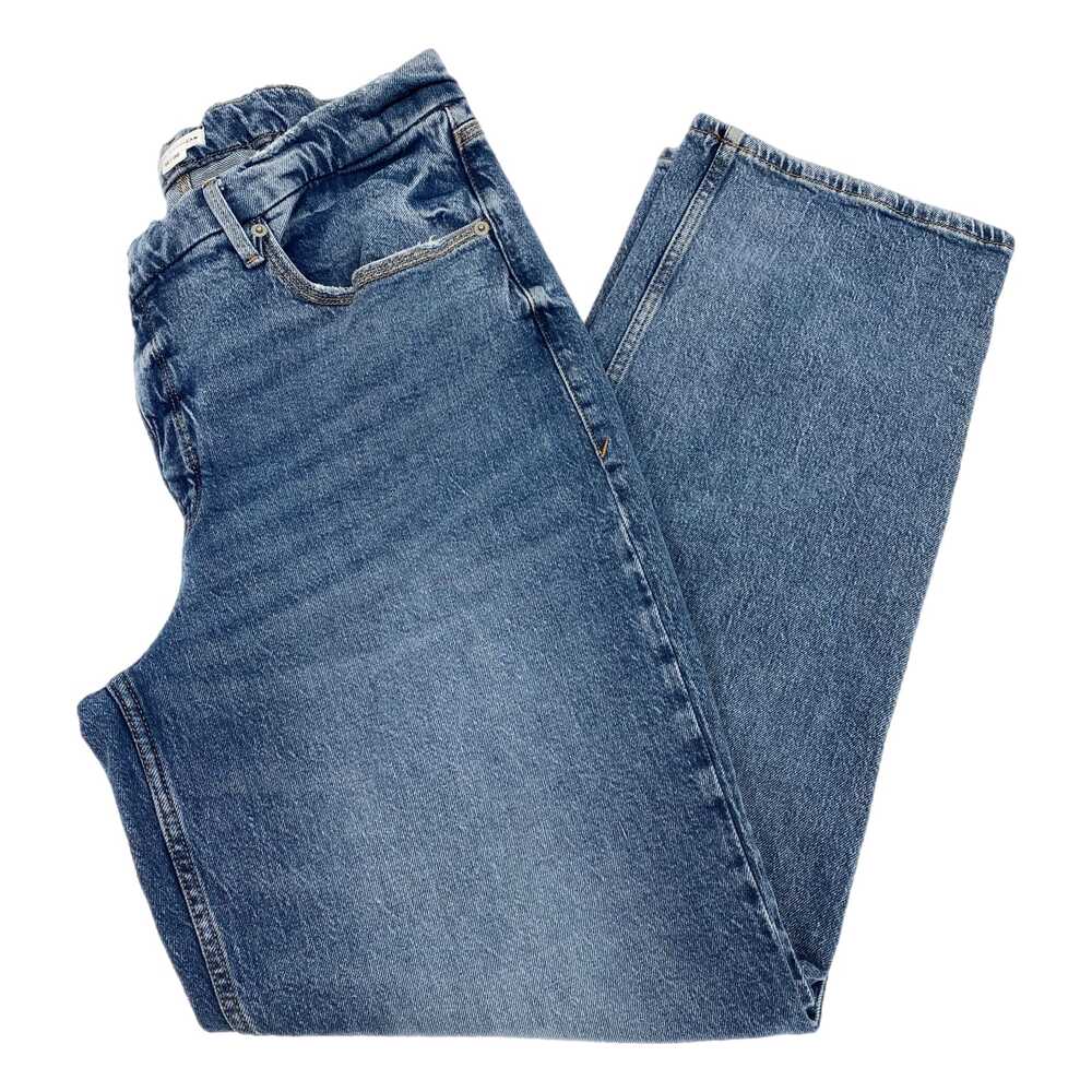 Good American Blue Straight Leg Jeans Double Button Crossover | Womens 14